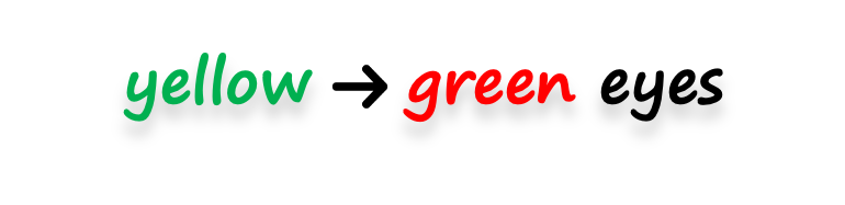Instruction: yellow to green eyes